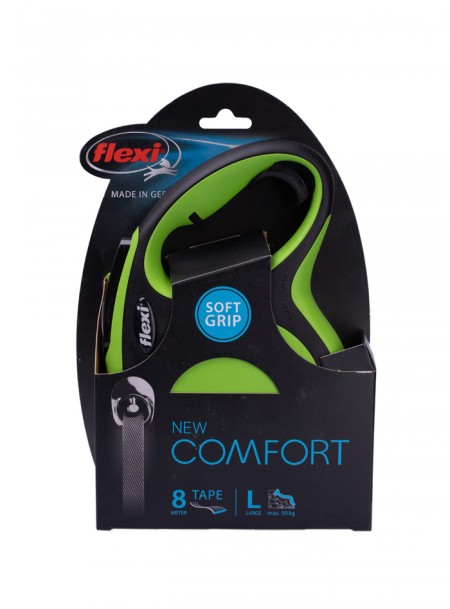 Зелена рулетка FLEXI New Comfort L з довжиною стрічки 8 м. Фото