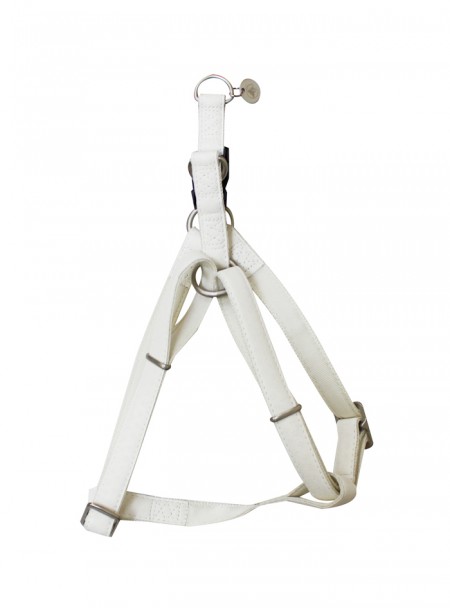 Белая шлея с кожзама MYLORD для прогулок с домашними животными Фото