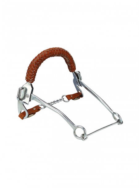 Якісна хакамора для коня NOSEBAND 607801 з плетеним шкіряним ременем повного розміру Фото